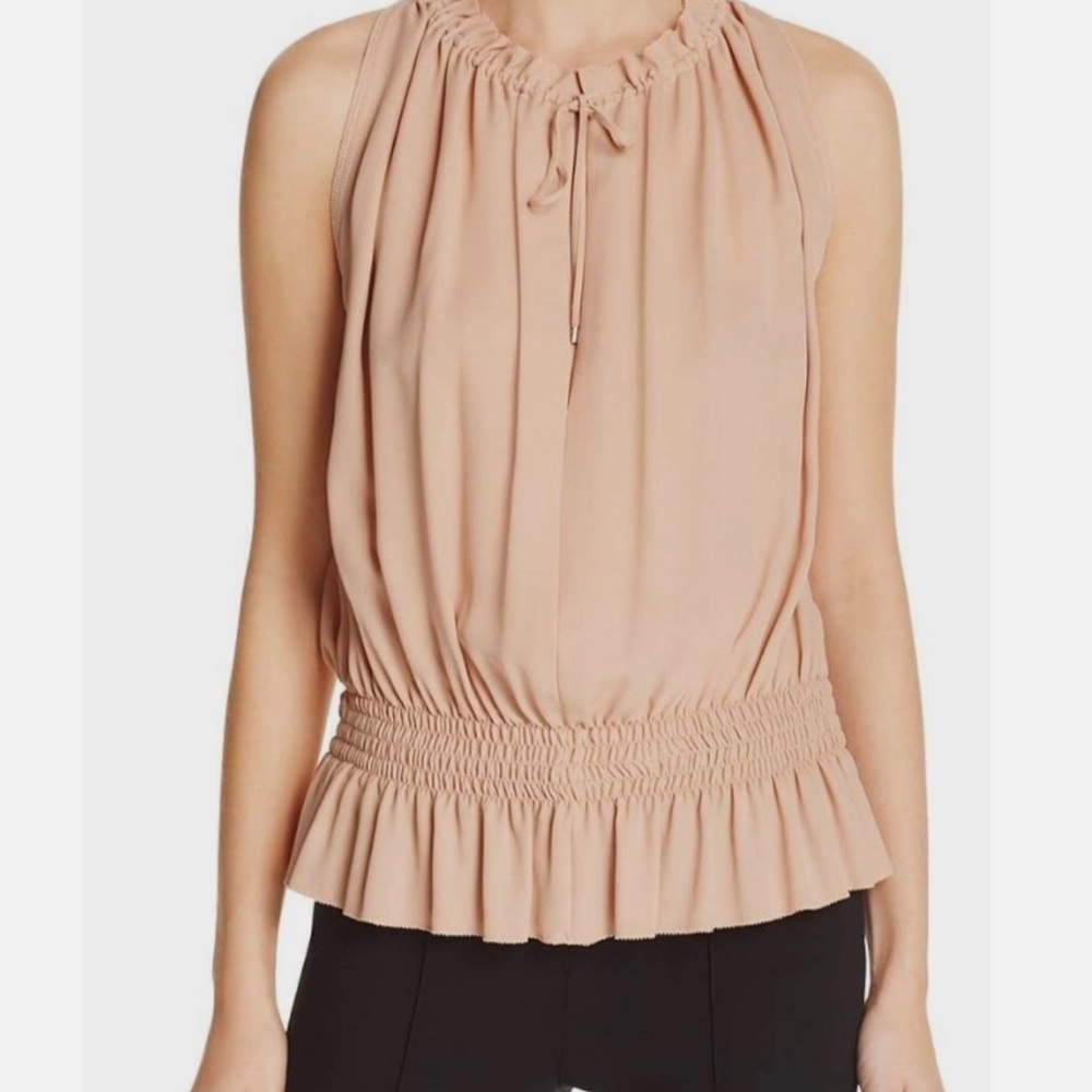 Theory Ruffled Tan Blouse - Picture 2 of 6